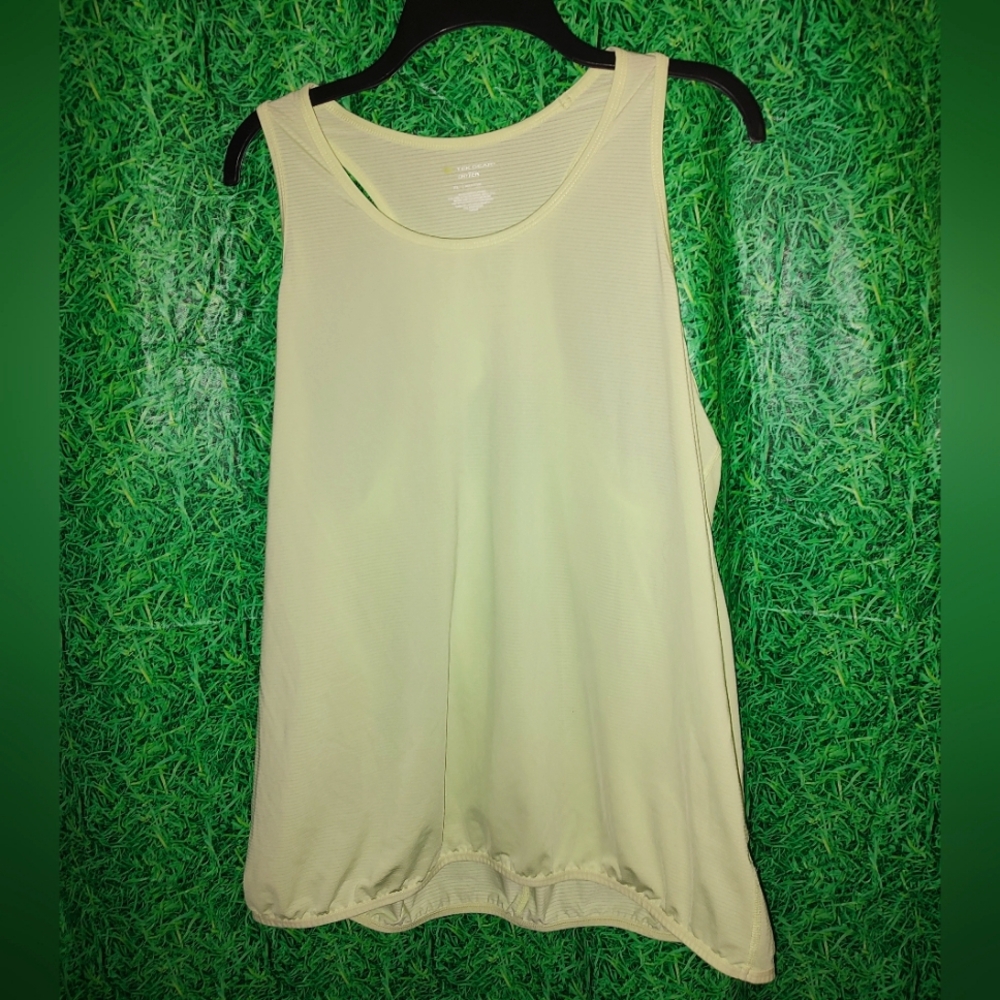 Tek Gear XL Yellow Green Sleeveless Tank Elastic Hem Pre-owned Polyester Spandex